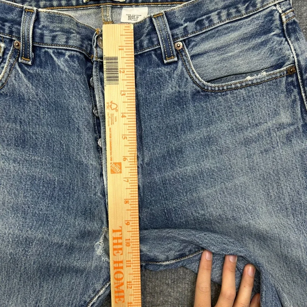 Levi's 501 Original Straight Fit Jeans Men's 35X31 Blue Denim Button Fly - Flaws